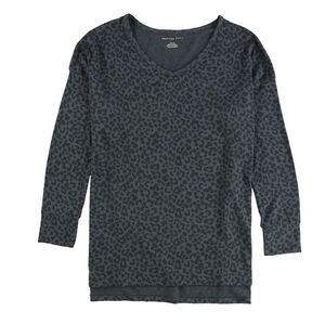 American Eagle Womens Leopard Pullover Blouse, Blue, S, DM